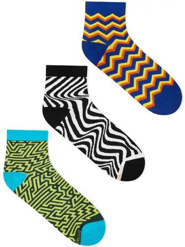 DYNAMOCKS Men's and Women's Combed Cotton Ankle Length Socks (Pack of 3) (Multicolour, Free Size)_Gizmo_Mono_Thrill