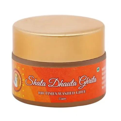 Gavyamart Shata Dhauta Ghrita - Natural Desi Ghee Skin Moisturizer - 100 Times Washed Ghee Cream for Face, 50gm (25Gm x 2 Pack) - For All Skin Types - Help in Reduce Fine Lines & Dark Spots