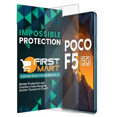 FIRST MART Screen Protector for Poco F5 5G, Poco X5 and Poco X5 Pro 5G - Impossible Fiber Case Friendly Screen Protection & Installation Kit (Crystal Clear)