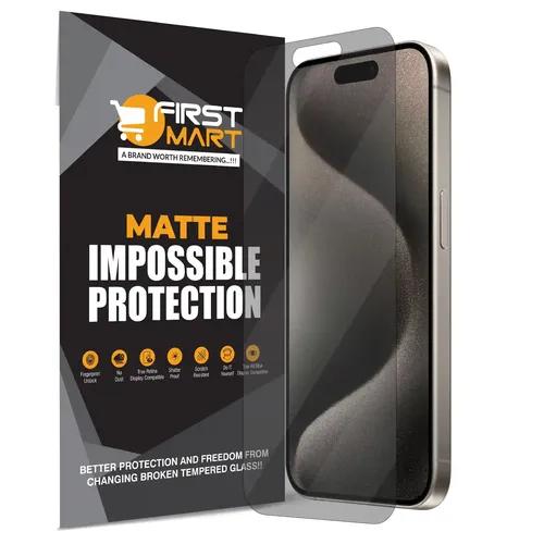 FIRST MART Matte Screen Protector for iPhone 15 Pro (6.1 Inch) Impossible Fiber Case Friendly Protection with Easy Installation Kit| Matte Fiber