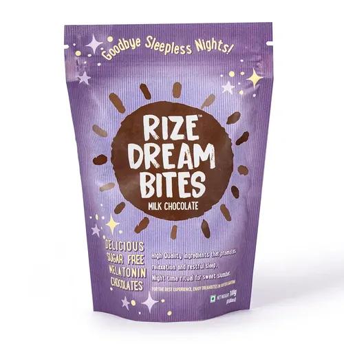 RIZE Dream Bites: Sugar-Free Milk Chocolate for Restful Sleep | Shark Tank India Winner |Natural Melatonin & Non-Habit Forming| Coconut Sugar Sweetened | Preservative-Free | 100g Pack 8 Pcs| Sleep Well, Wake Refreshed