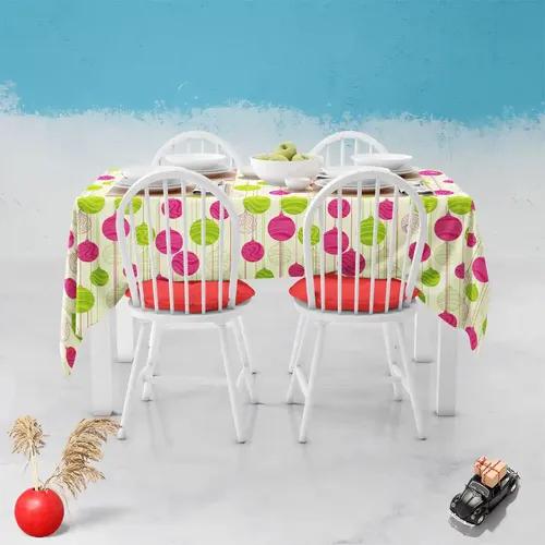 ArtzFolio Christmas Balls | Table Cloth Cover for Dining & Center Table | Washable Waterproof Polyester Fabric | 4-Seater Table; 42 x 63 inch (107 x 160 cms)