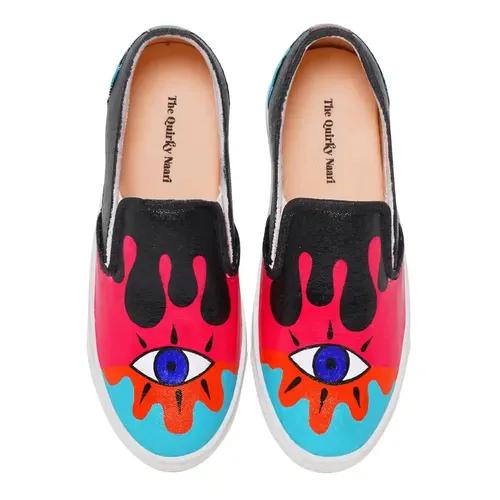 THE QUIRKY NAARI Handpainted Eye-Catching Dripping Eye Slipons - 4 UK