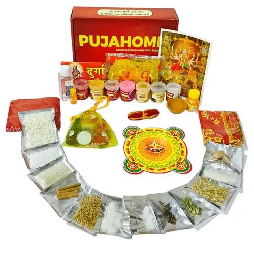 Pujahome Navratri Puja Samagri Kit/Navdurga Puja Kit for Durga Pujan | Navratri Poojan Kit | Ghat sthapna Poojan Kit| Maa Laxmi-Ambe-Durga(30+ Items Kit)