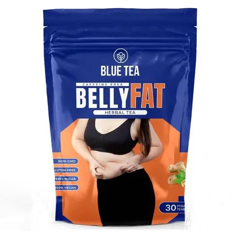 BLUE TEA - Belly Fat Tea - 30 Tea Bags - Plant Based || BELLY FAT REDUCTION || Boost Metabolism - Improve Digestion - Caffeine Free - Flower Based - Herbal Tea - Non GMO - Vegan | Ziplock Pack