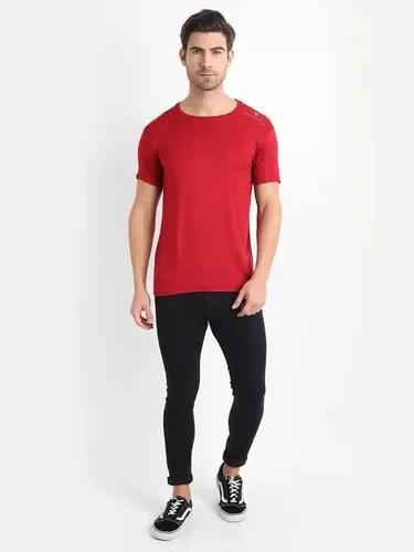 Bamboo Fabric Men's Round Neck T-Shirt Maroon - M