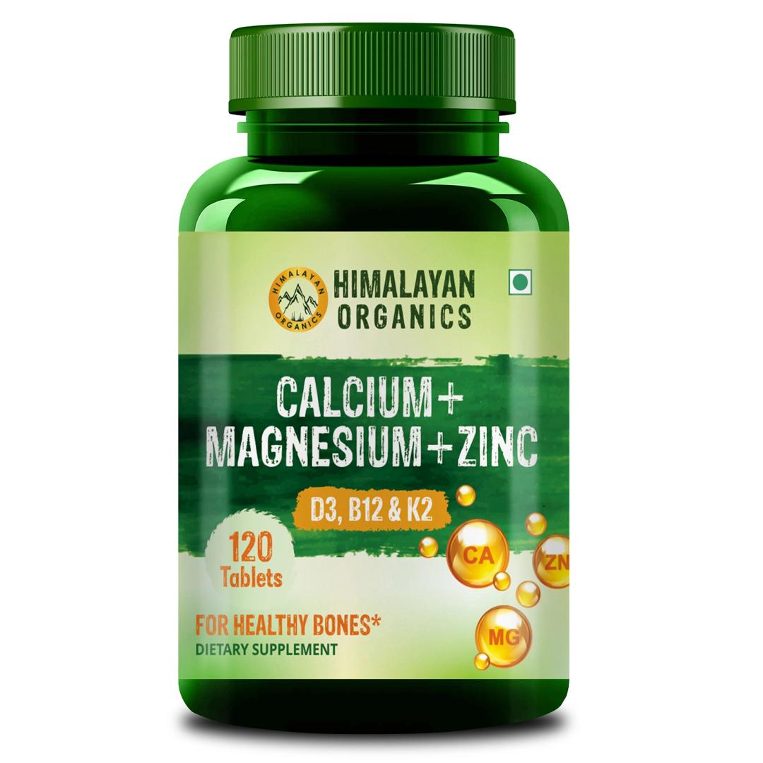 Himalayan Organics Calcium Magnesium Zinc Vitamin D3 & B12- 120 Vegetarian Tablets