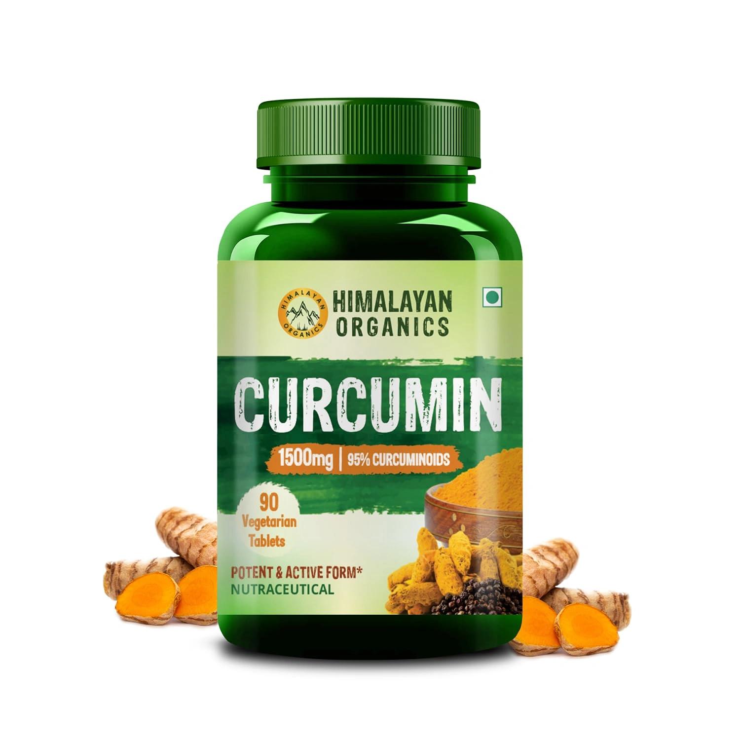 Himalayan Organics Curcumin With Bioperine 1500mg Tablets With 95% Curcuminoids Supplements For Better Absorption | Good For Skin & Joint pains - 90 Veg Tablets