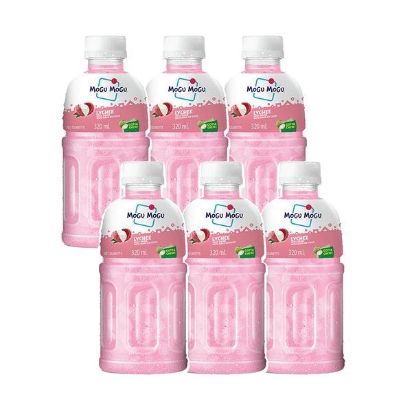 Mogu Mogu Lychee Juice 25% with Nata De Coco 320ml (Pack of 6)